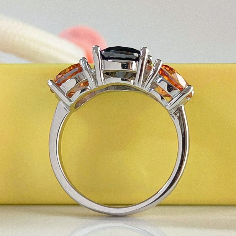 Tri Color Mixed Fashion Moissanite Ring in 925 Silver